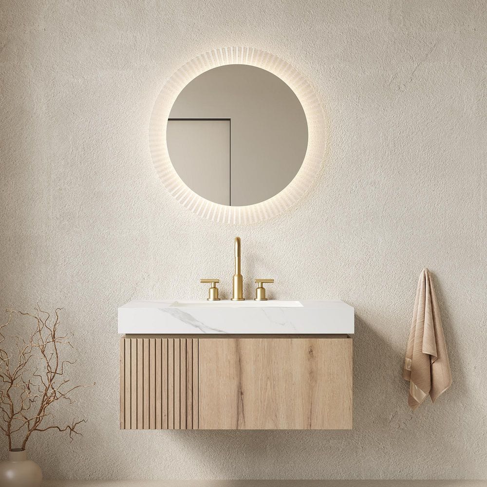 36 in. Floating White Oak Bath Vanity with Carrara White Ceramic Top price history on PriceWatchPro