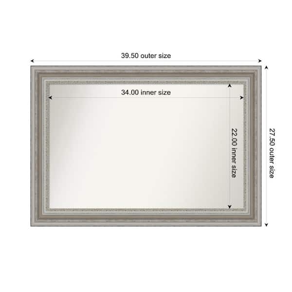 Amanti Art Parlor Silver 39.5 in. x 27.5 in. Custom Non-Beveled Recycled Polystyrene Framed Bathroom Vanity Wall Mirror