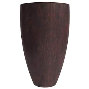 Petal Fiberstone and Clay Tapered Round Planter, Modern Indoor Outdoor Planter Pot with Drainage Holes (Brown)