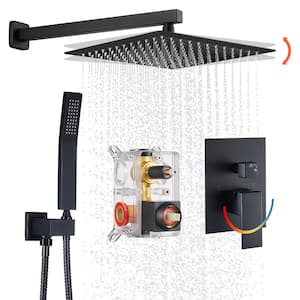 Rainfull 2-Spray Square with 1.8 GPM 10 in. Shower Faucet Wall Mounted Dual Shower Heads in Matte Black (Valve Included)
