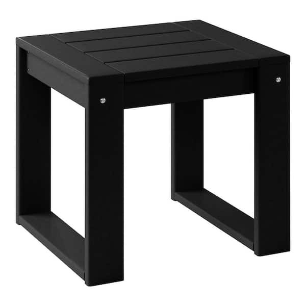 Endless Outdoor Patio All Weather HDPE Plastic End Table, Black