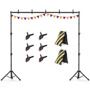 Black Backdrop Stand 10 ft. x 7.5 ft. Adjustable Backdrop Stand, Back Drop Stand for Balloon Arch, Photo, Parties