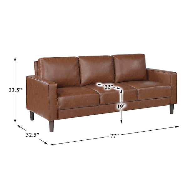 Lazzara Apollo 77 in. W Square Arm Faux Leather Rectangle Sofa in
