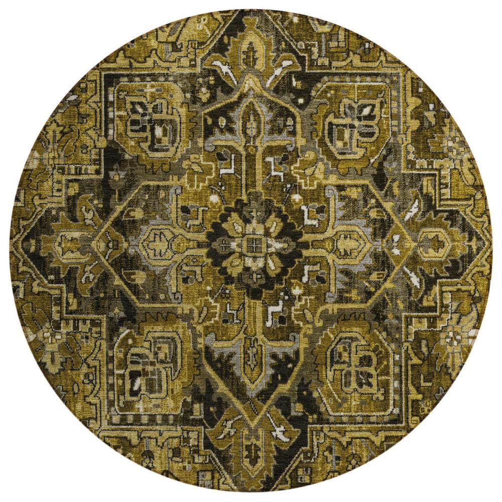 Coffee and Gray 8 ft. Round Woven Oriental Round Indoor/Outdoor Area Rug price history on PriceWatchPro