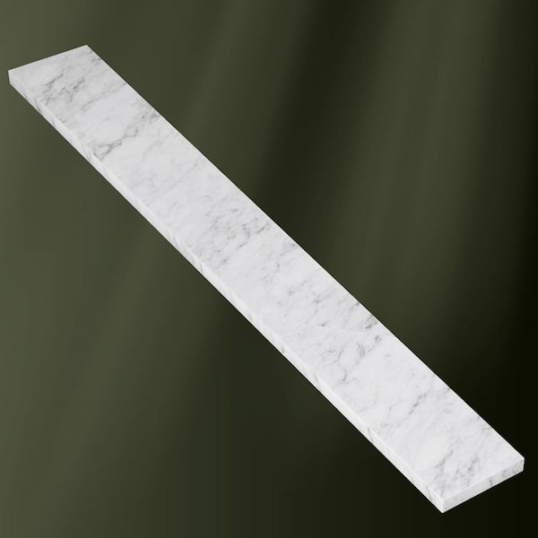 43 in. W x 4 in. H Marble Vanity Backsplash in White Rear Panel for Bathroom Vanity Sink Top or Doorway Floor Transition