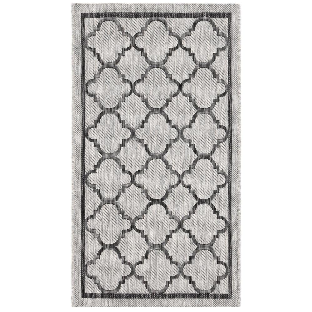 Courtyard Light Gray/Black 3 ft. x 5 ft. Border Quatrefoil Indoor/Outdoor Area Rug price history on PriceWatchPro