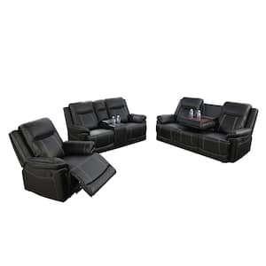 72 in. Rolled Arm 5-Seater Sofa in Black