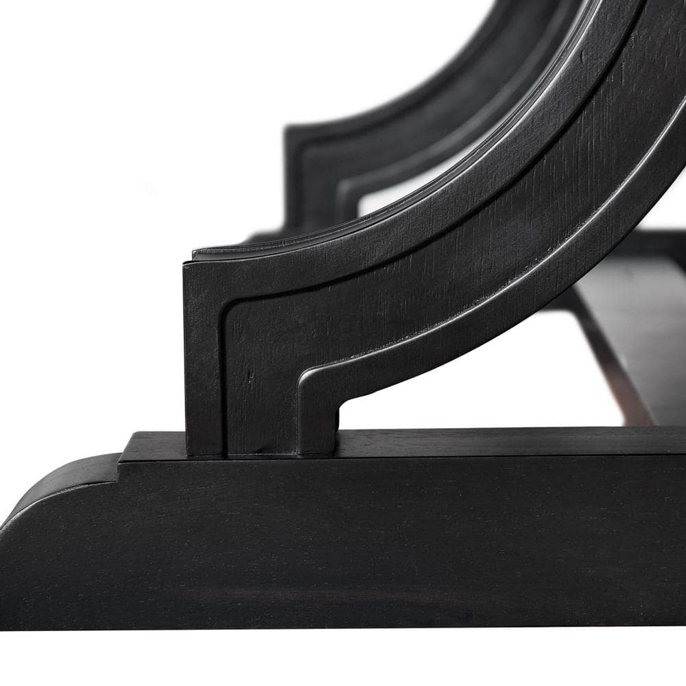 Black Solid Wood Farmhouse Rectangular Dining Table, 79"