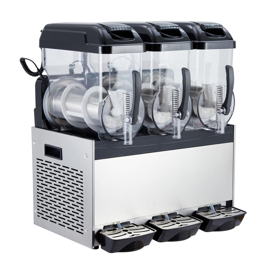 860-Watt Commercial Slushy Machine 12L x 3 Triple Bowl Frozen Drink Machine Dessert Specialty Appliance in Black