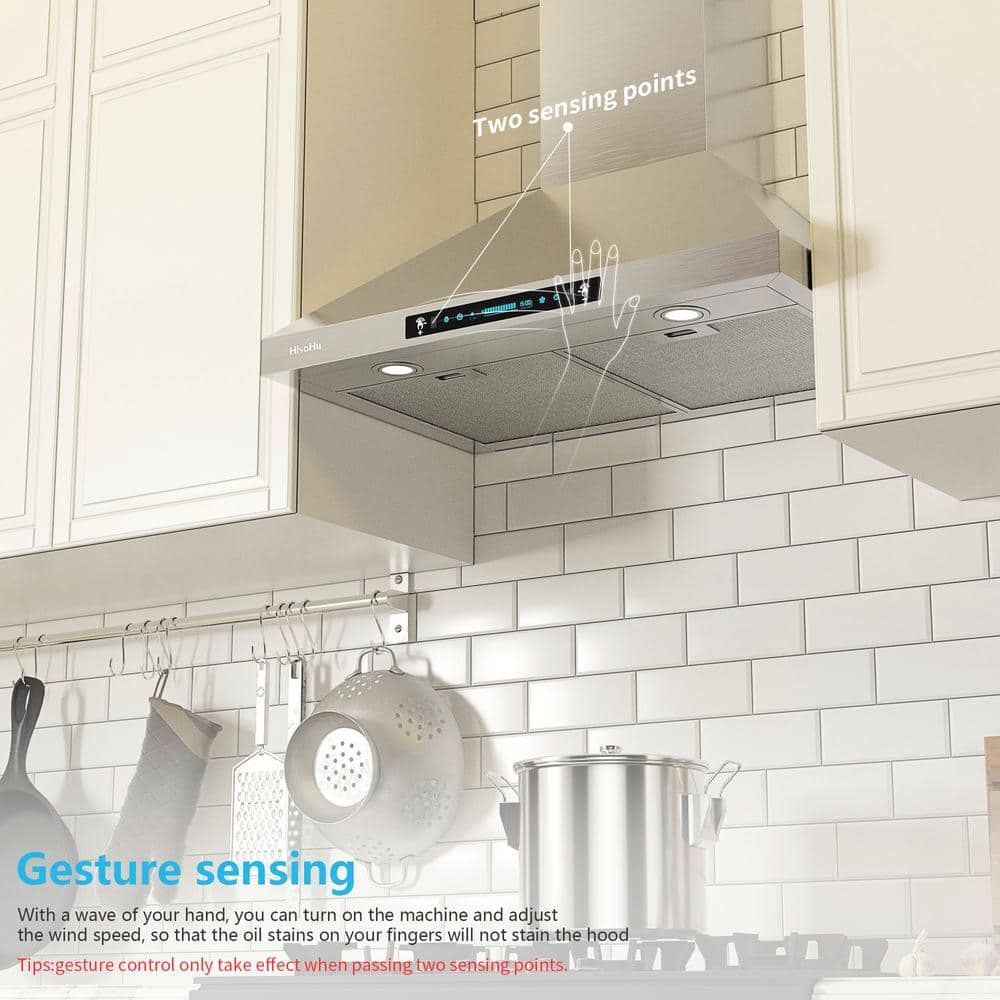 30 Inch Stainless Steel Convertible Wall Mount Range Hood with LED Lights