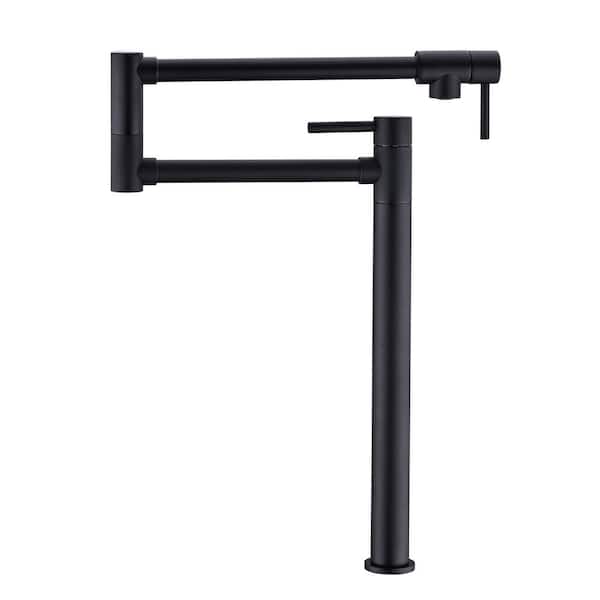 Fapully Deck Mounted Commercial Pot Filler Faucet with in Double-Handle in Matte Black