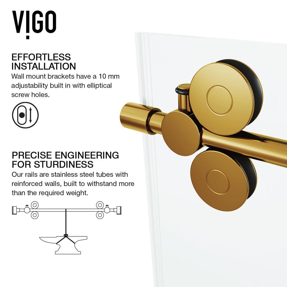 Elan 60" Frameless Tub Door with Matte Gold Finish