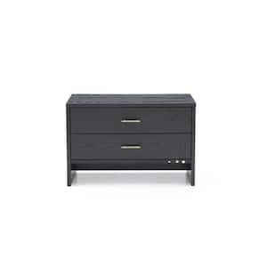 Gray 2-Drawer 16 in. Wooden Nightstand