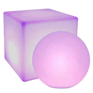 16 in. Cube and 13 in. Ellipsis Ball Waterproof and Floating LED Lights