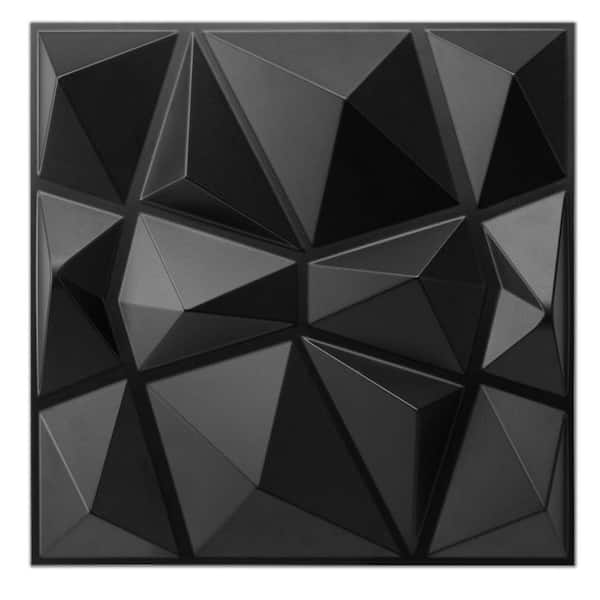Art3dwallpanels Decorative 3D Wall Panels 11.8 in. x 11.8 in. Black PVC Diamond Design (Pack of 33-Tiles 32 sq. ft.)