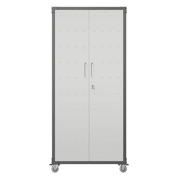 Gray 71 in. H Heavy Duty Metal Storage Cabinet with Wheels for Home, Office, Garage Organization