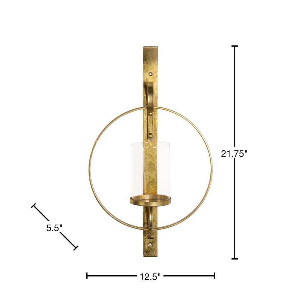 Glamorous Gold Metal Round Wall Candle Holder Sconce