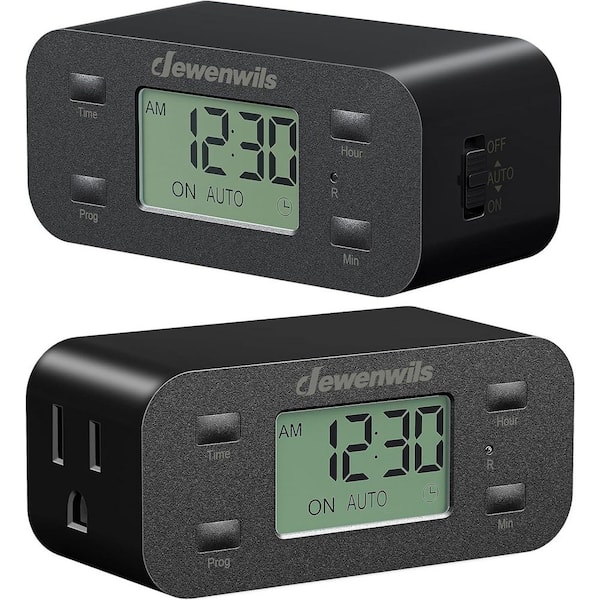 Vrbgify Indoor 24 Hour Digital Countdown Timer Outlet with 1 Grounded Outlet and 2 Pack Timers for Electrical Outlets