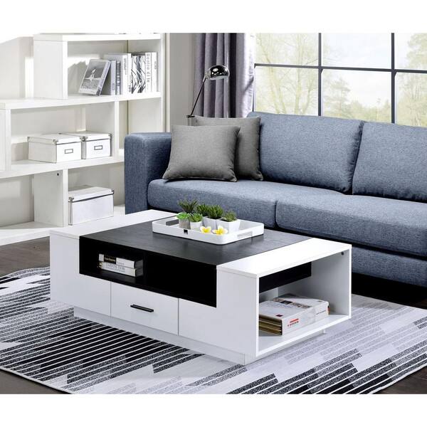 White Rectangle Wood Coffee Table, White Rectangular Coffee Table With Storage