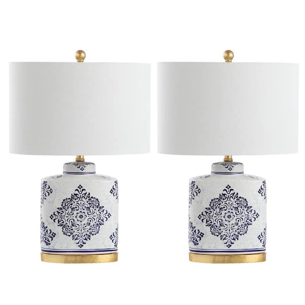 SAFAVIEH Kamdyn 23.75 in. Blue/White Table Lamp