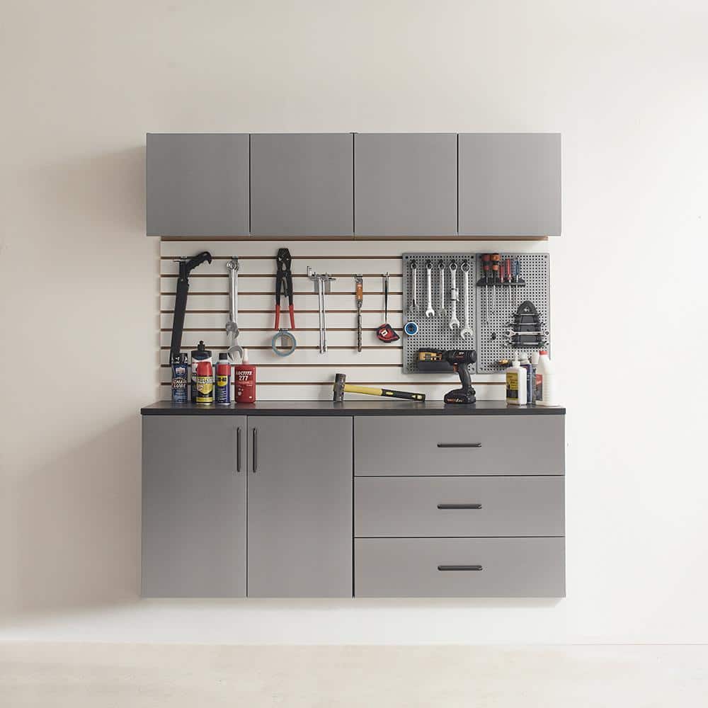 Astro Gray Metal Wall Storage Cabinet with Adjustable Shelving