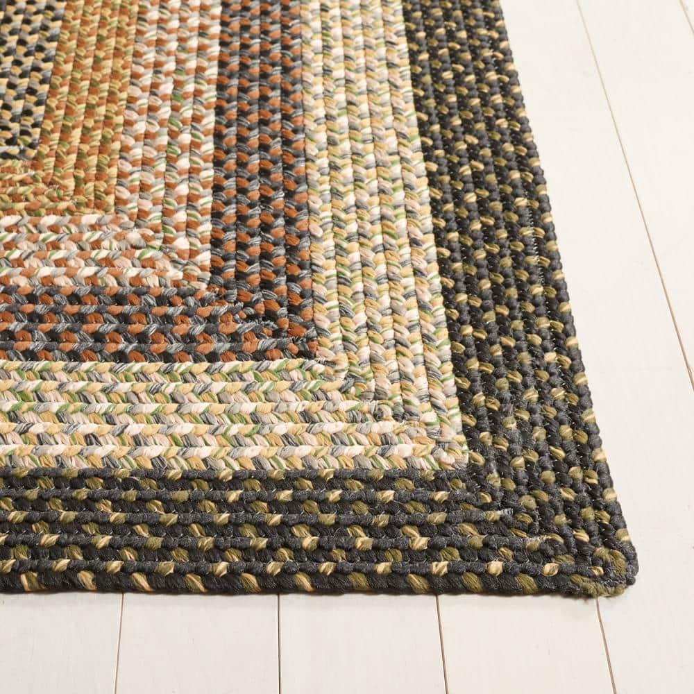 Handwoven Braided Blue Square Synthetic Rug, 4' x 4'