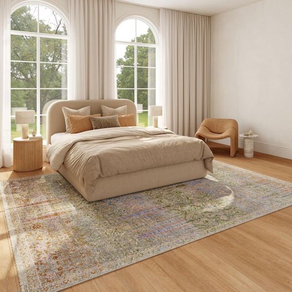 Quaint Harmony Blue Multicolor 8 ft. x 10 ft. Floral Contemporary Area Rug