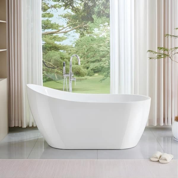 Vanity Art Domme 59 in. Oval Acrylic Freestanding Soaking Bathtub