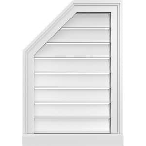 18 in. x 26 in. Octagonal Surface Mount PVC Gable Vent: Functional with Brickmould Sill Frame