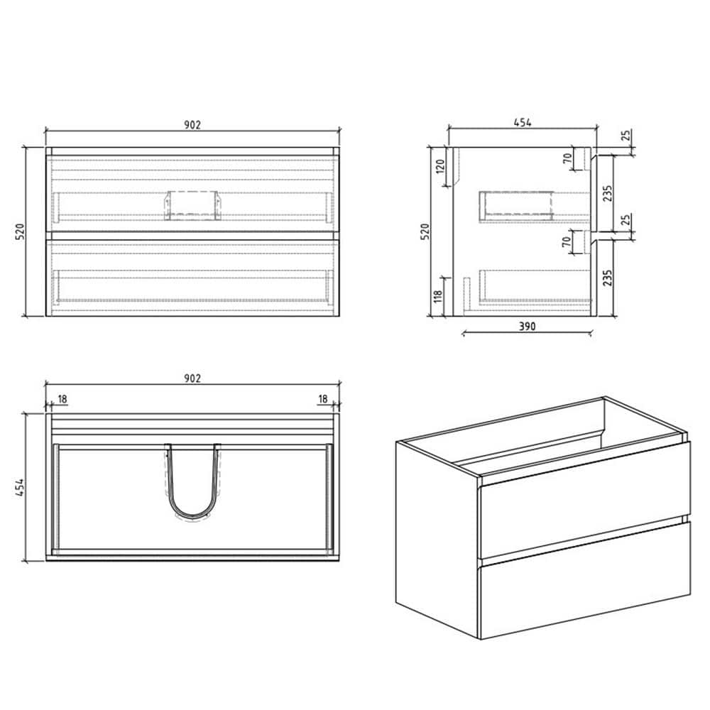 White MDF Wall-Mounted Bathroom Vanity with Resin Sink, 36"
