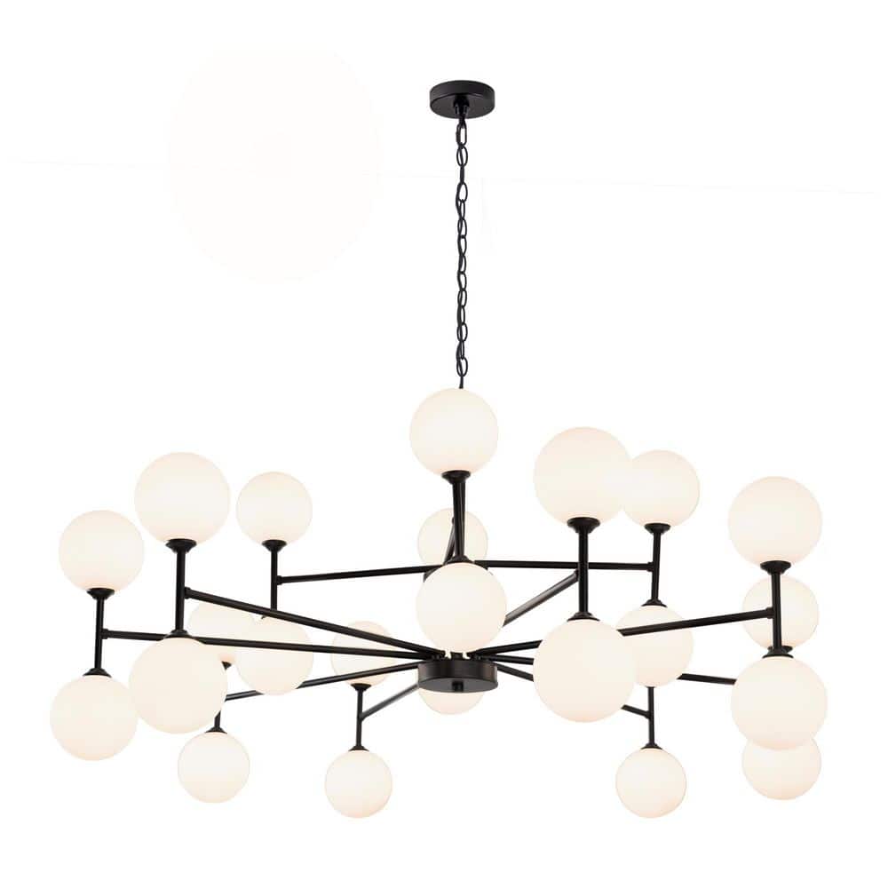Modern Globe 24-Light Black with Glass Chandelier for Dining Room with no  bulbs included HD-48442 - The Home Depot