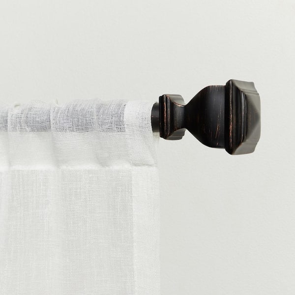 Napoleon 66 in. - 120 in. Adjustable Length 1 in. Single Curtain Rod Kit in Oil Rubbed Bronze with Finial