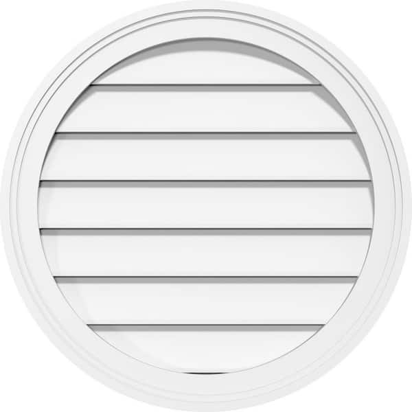 Ekena Millwork 14 in. x 14 in. Round Surface Mount PVC Gable Vent: Functional with Brickmould Frame