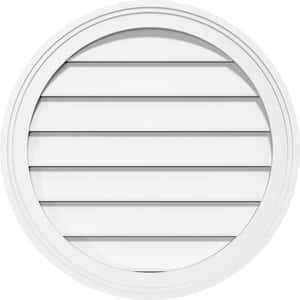 18 in. x 18 in. Round Surface Mount PVC Gable Vent: Functional with Brickmould Frame