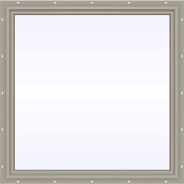 JELD-WEN 47.5 in. x 47.5 in. V-4500 Series Desert Sand Vinyl Picture Window w/ Low-E 366 Glass