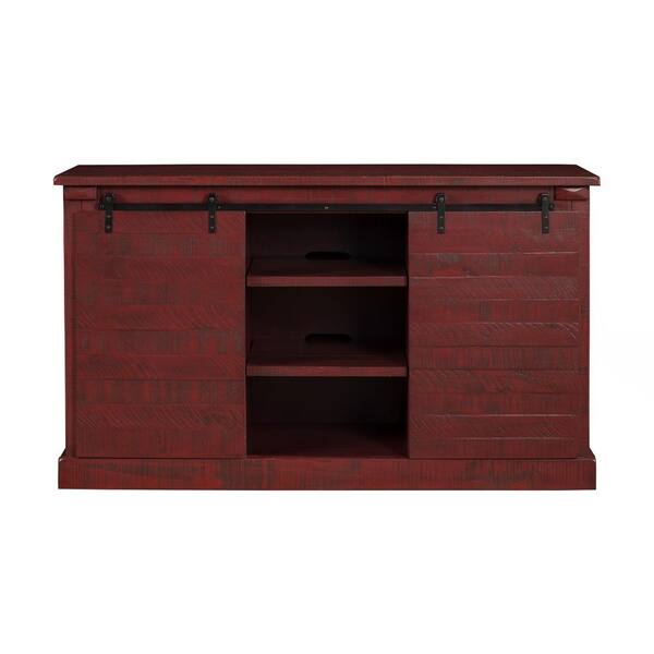 Martin Svensson Home Camden Bridge True Red Metal TV Stand Fits Up to 60 in. with Cable Management