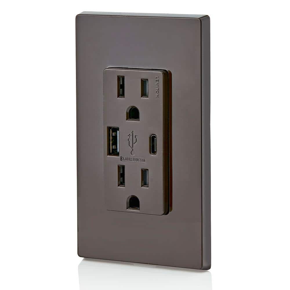 Leviton Brown Tamper-Resistant USB Wall Outlet Charger