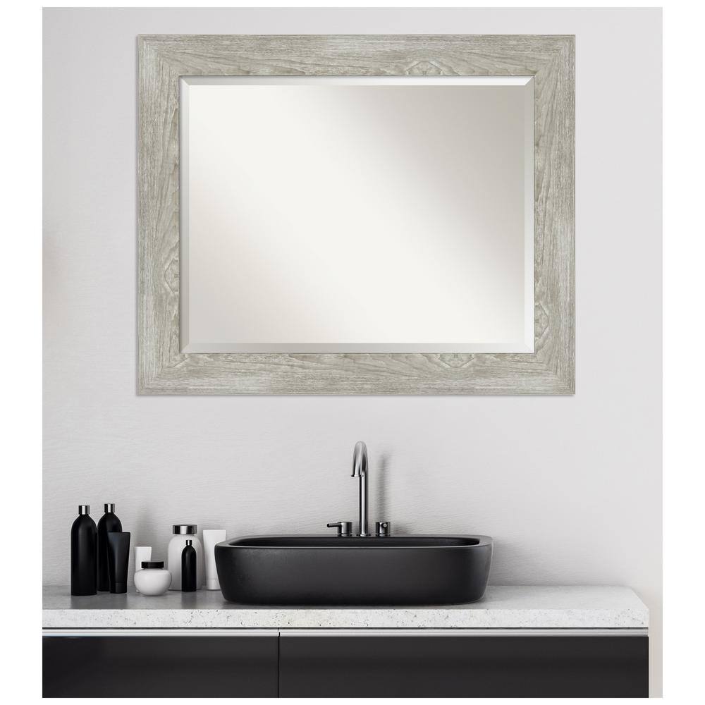 Dove Greywash Rectangular Wood Bathroom Vanity Mirror