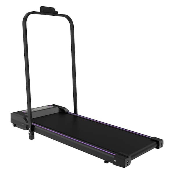 2.5 HP 5 MPH Black Portable Under Desk Treadmill with Handle Remote Control LED Display