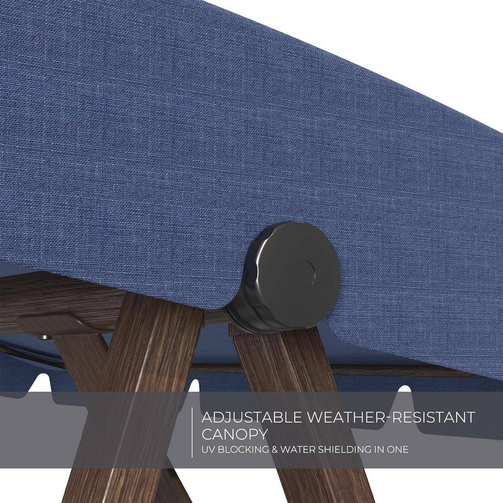 Farmhouse Dark Blue Steel Patio Swing with Adjustable Canopy and Cushions