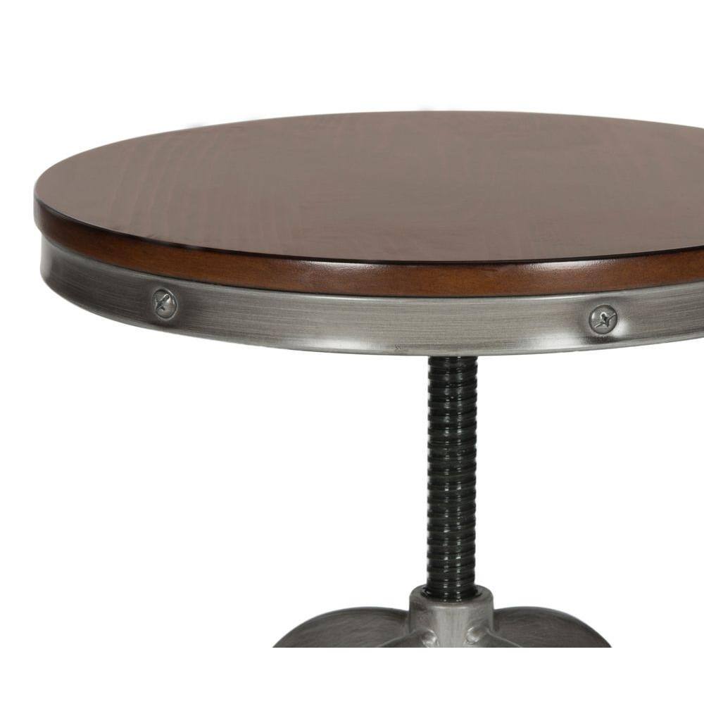 Burnt Oak and Antique Iron Adjustable Swivel Stool