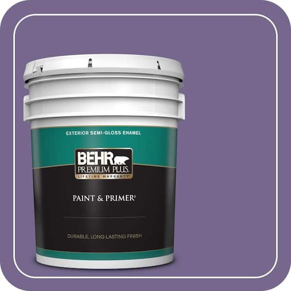 BEHR PREMIUM PLUS 5 gal. #MQ5-41 Violet Vixen Semi-Gloss Enamel Exterior Paint & Primer