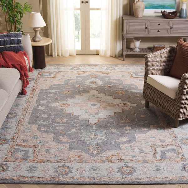 Anatolia 8 ft. x 10 ft. Gray/Rust Oversized Medallion Area Rug