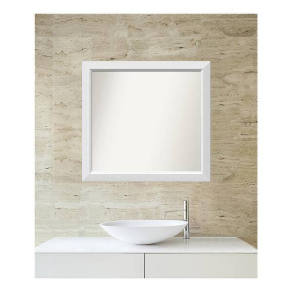Amanti Art Medium Rectangle White Modern Mirror (28 in. H x 30 in. W
