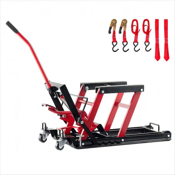 1500 lbs. Hydraulic Motorcycle Lift Jack 1500 lbs. Capacity Steel ATV Lift with Wheels and Handle Portable Foot-Operated