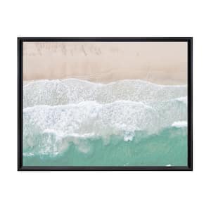 Beach Waves from Above Framed Canvas Wall Art - 32 in. x 24 in. Size, by Kelly Merkur 1pc Black Frame