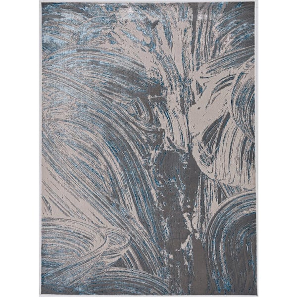 Clara Silver/Blue 8 ft. x 10 ft. Ombre Nautical Area Rug