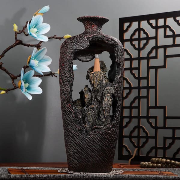 Afoxsos Vase-Shaped Backflow Incense Burner with 20-Cones, Tweezer