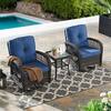 Pocassy 3-Piece Openwork Weaving Wicker Patio Conversation Swivel ...