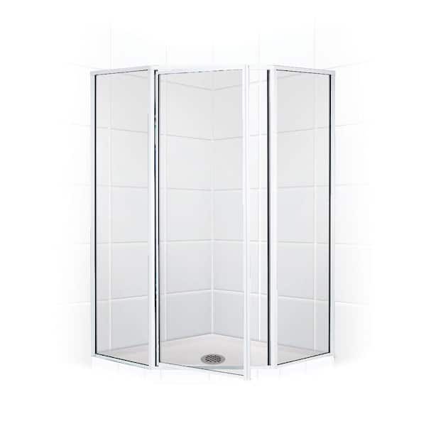Legend 54 in. x 66 in. Framed Neo-Angle Hinged Shower Door in Chrome and Clear Glass